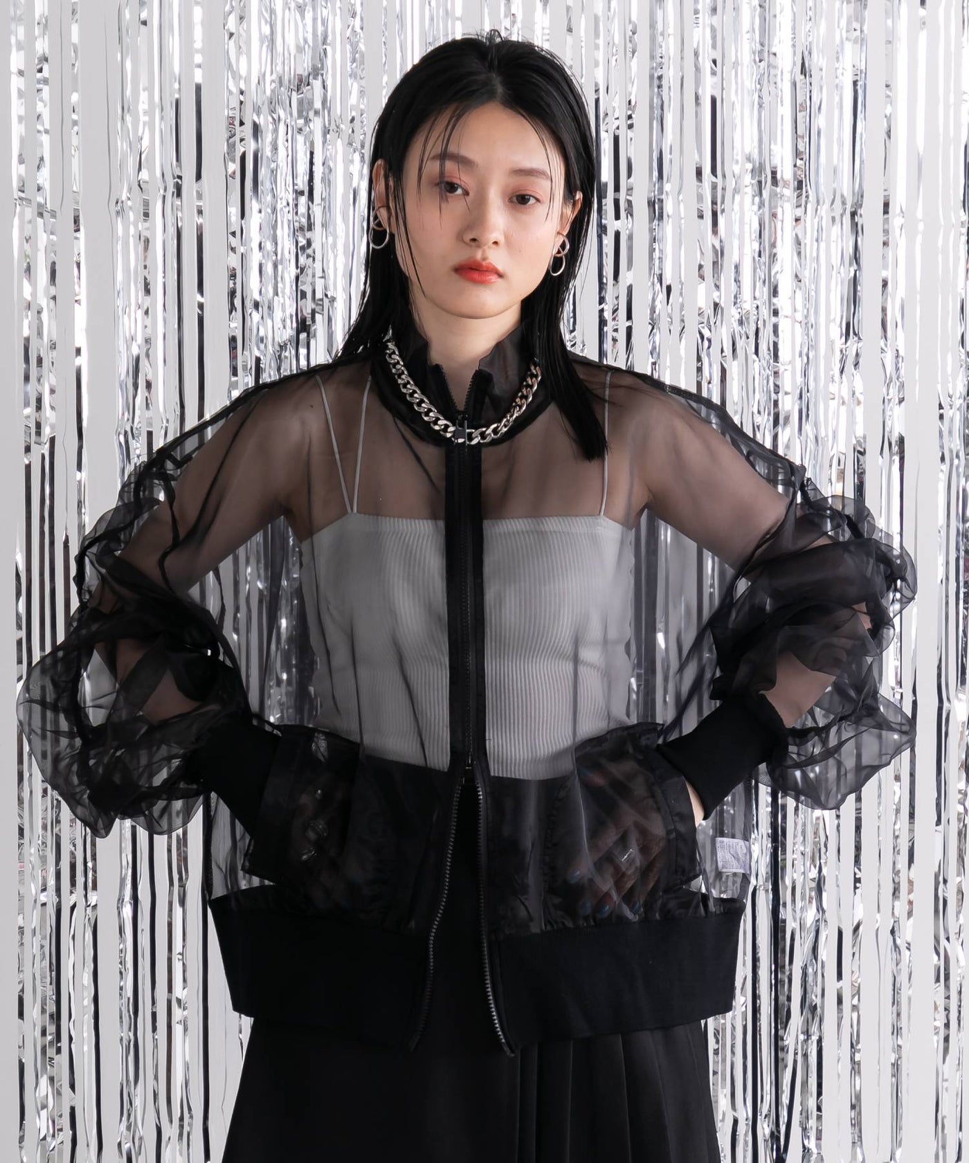 スリーブシャーリングシアーブルゾン【チュール】 – レディース
