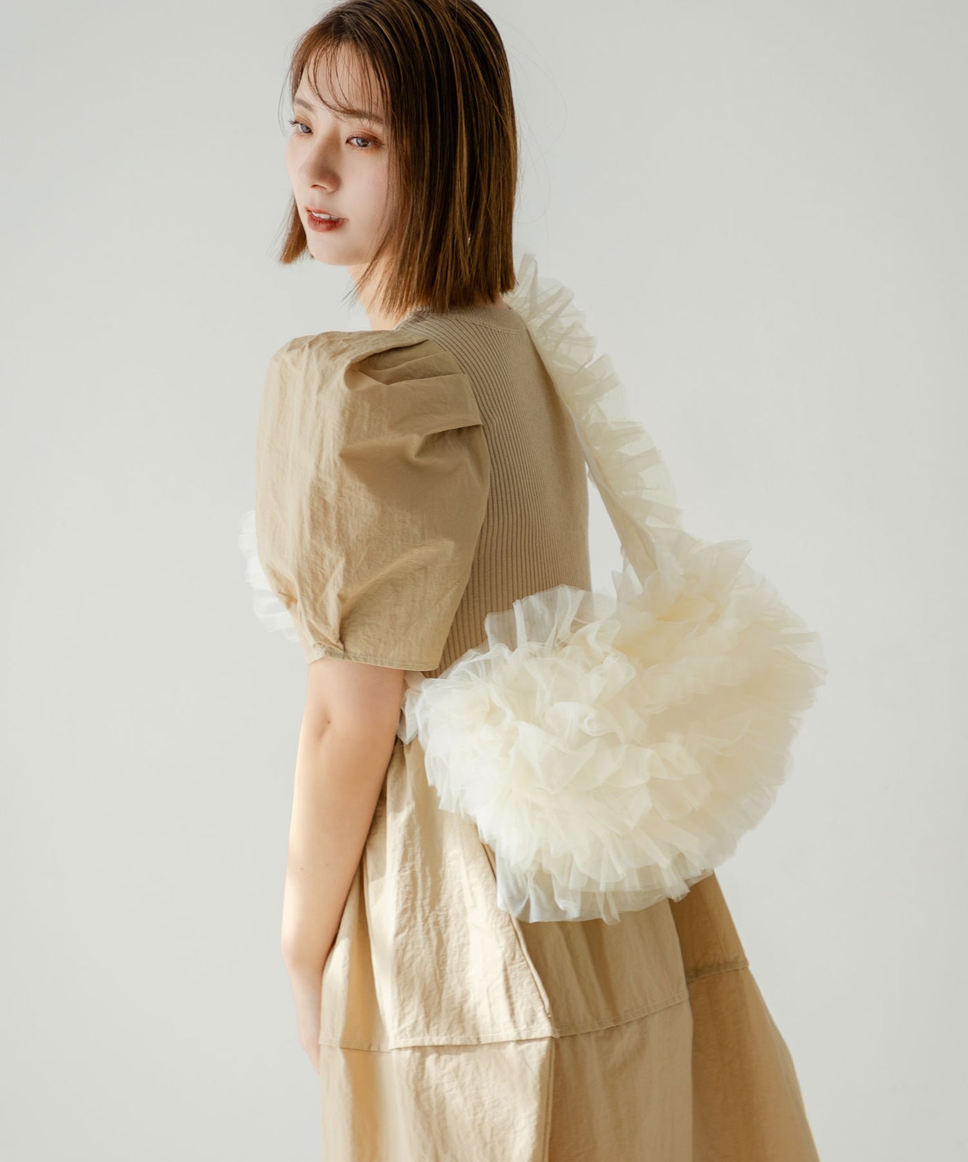 再入荷！チュールショルダー付きヌビバッグ 再入荷】チュール付きヌビバッグ トートバッグ kiki 通販