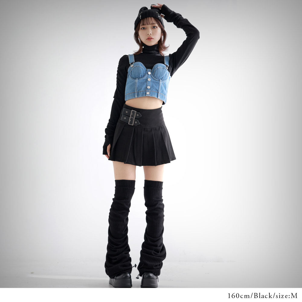 ロングスリーブ指穴タートルリブカットソートップス – レディース