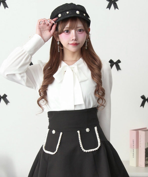 【メール便】オリジナル釦リュバンブラウス