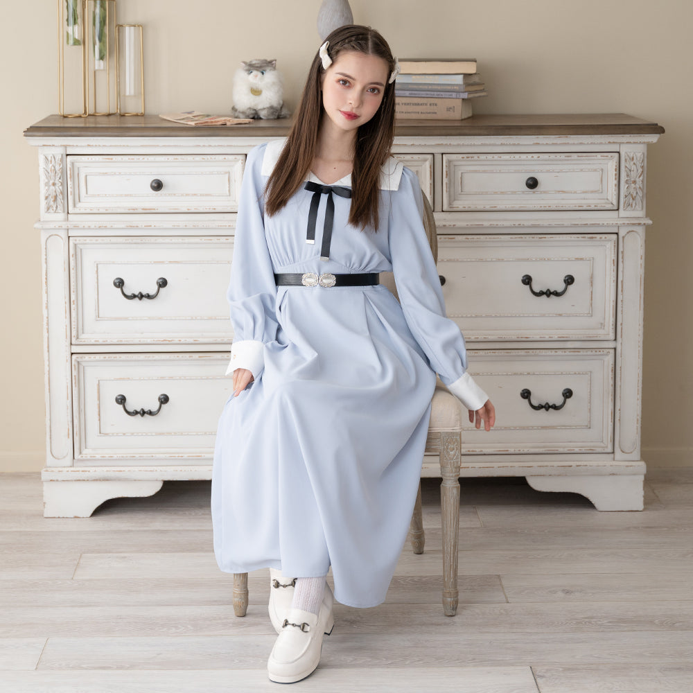 角衿レトロリボンワンピース – レディースファッション通販の夢展望