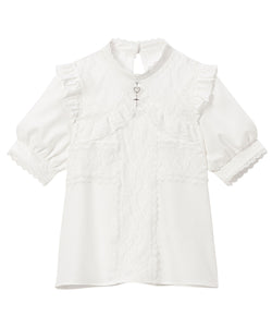 十字架レースフリルハートチャームブラウス