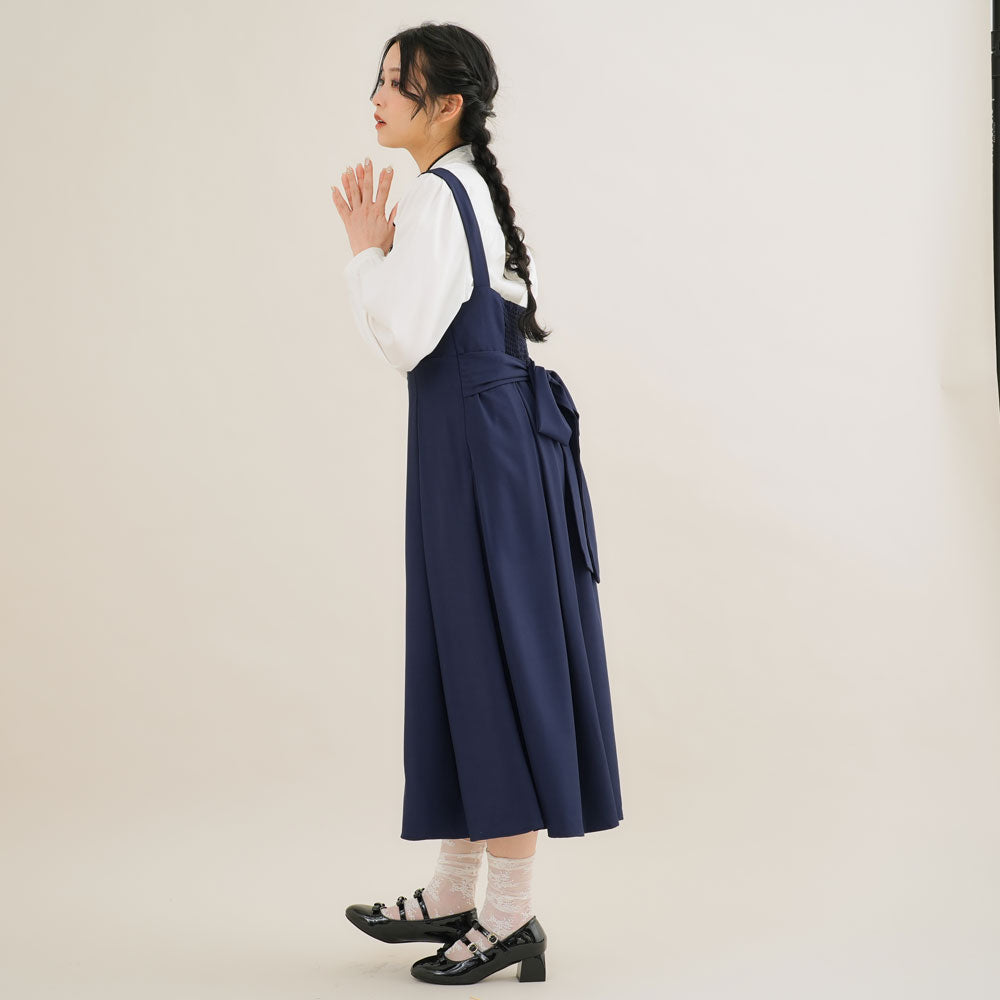 7/21 10:59まで限定価格】ウエストリボンシンプルジャンスカワンピ