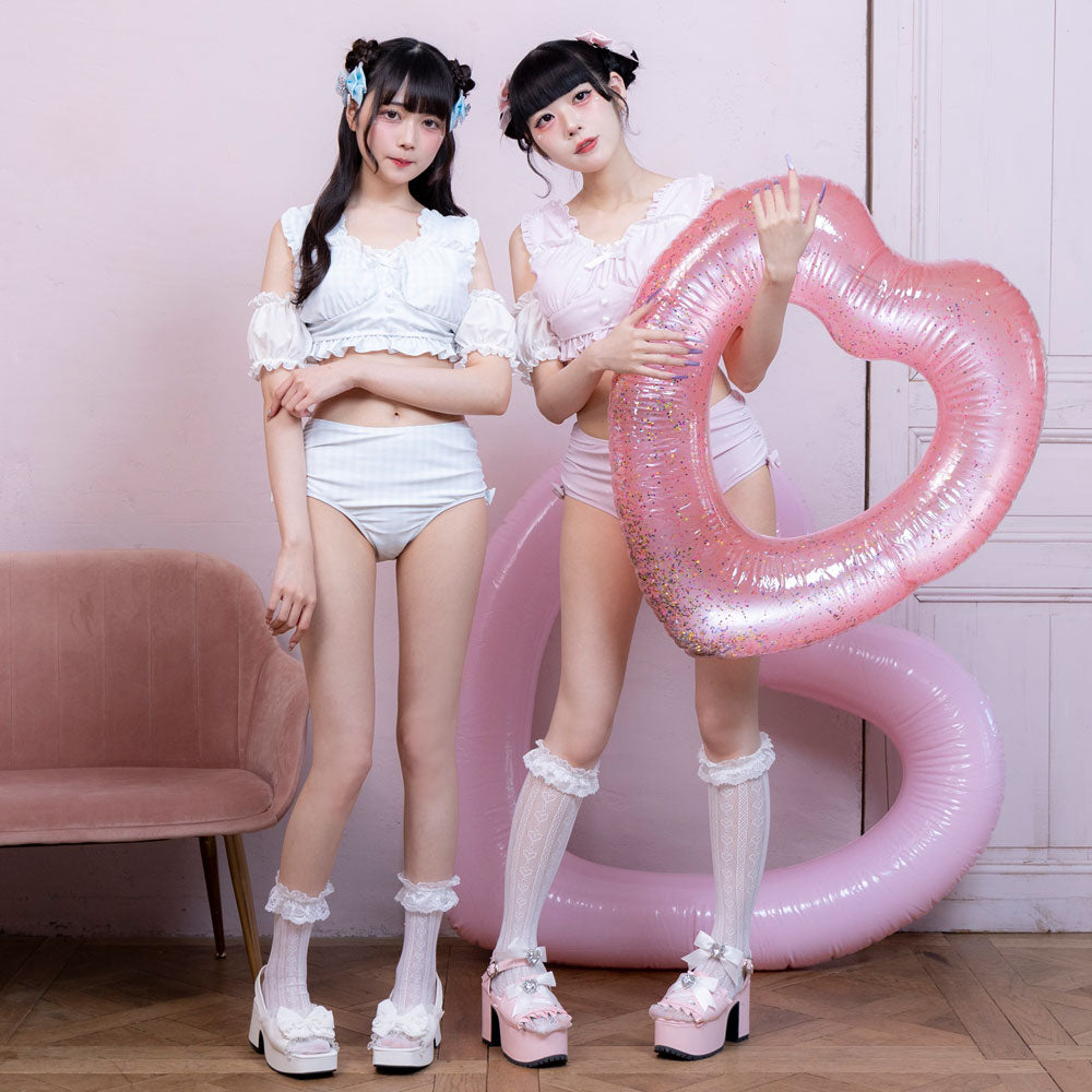 うさ耳ワンピースラッシュガード フリル付きフード水着 ピンク ディアマイラブ うさ耳ワンピースラッシュガード – レディースファッション通販の夢