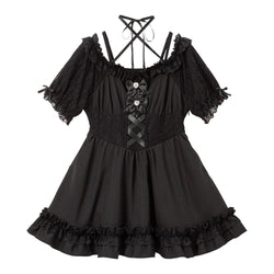 シャーリングバストレースアップワンピース