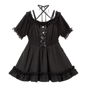 シャーリングバストレースアップワンピース