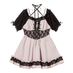 シャーリングバストレースアップワンピース