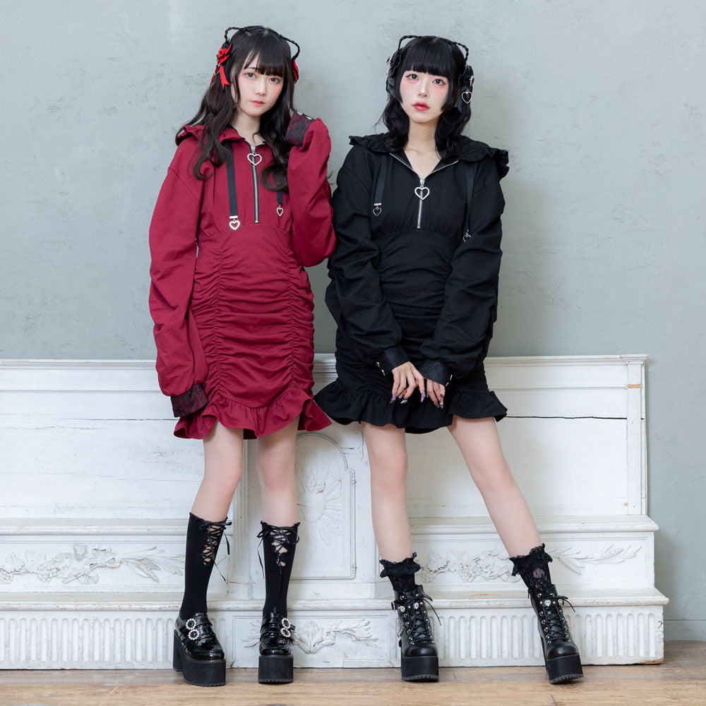 希少 夢展望 姫袖 ワンピース Dear my love 姫系 姫ギャル タグ付 姫袖ビジュースカーフワンピース 量産型 地雷系 夢展望[品番