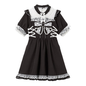 ハートビジューリボンヨークフリルサイドレースアップワンピース