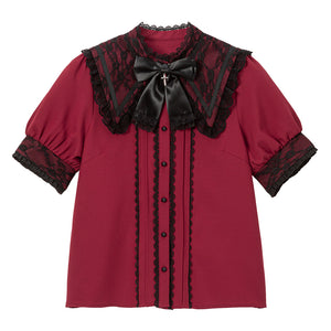 十字架リボンセーラーレース襟ブラウス