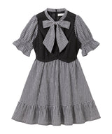 【まとめ買い対象】ジレドッキングボウタイワンピース