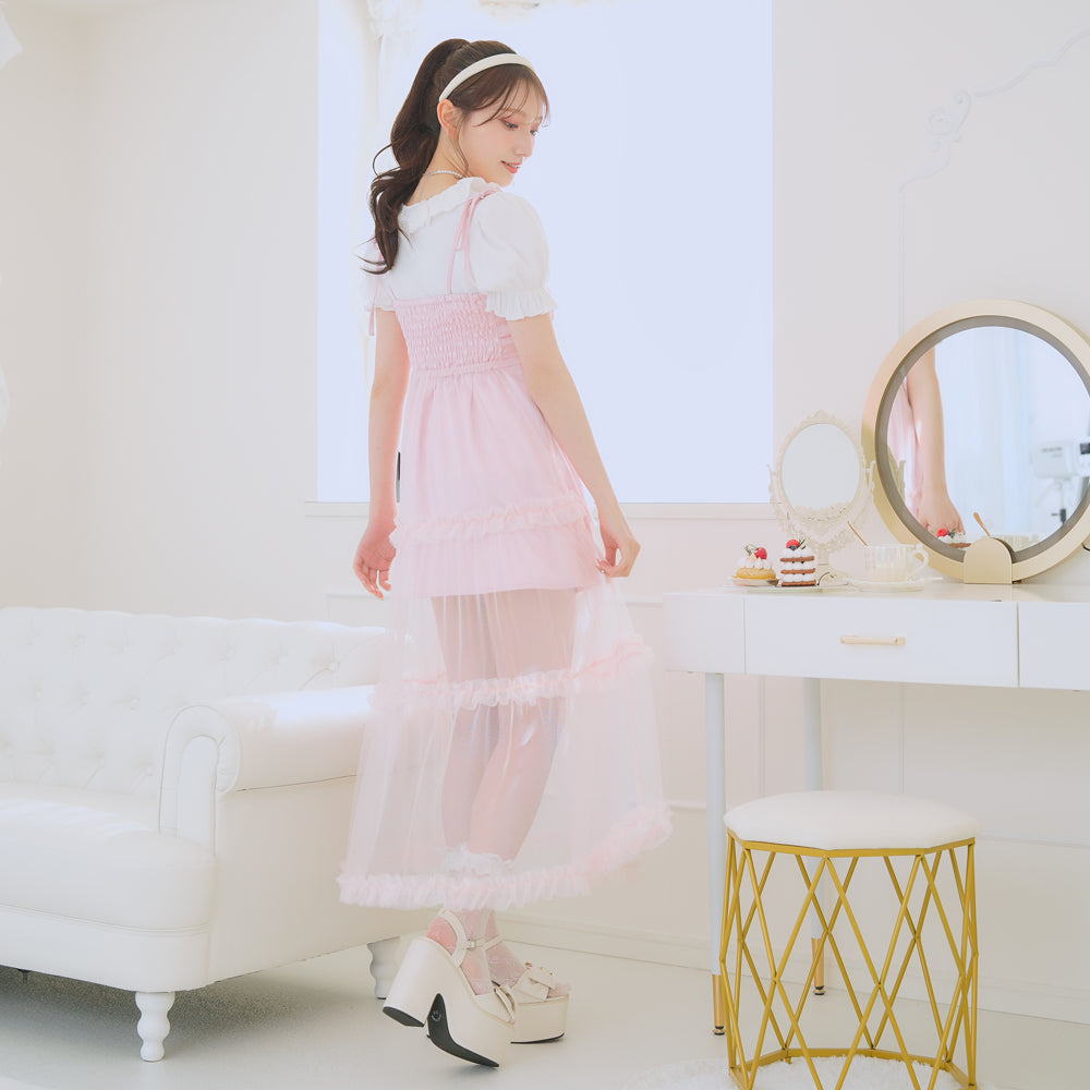 Bonjour diary ハートチュール　キャミソールワンピース　6Y Bonjour diary ハートチュール キャミソールワンピース 6Y