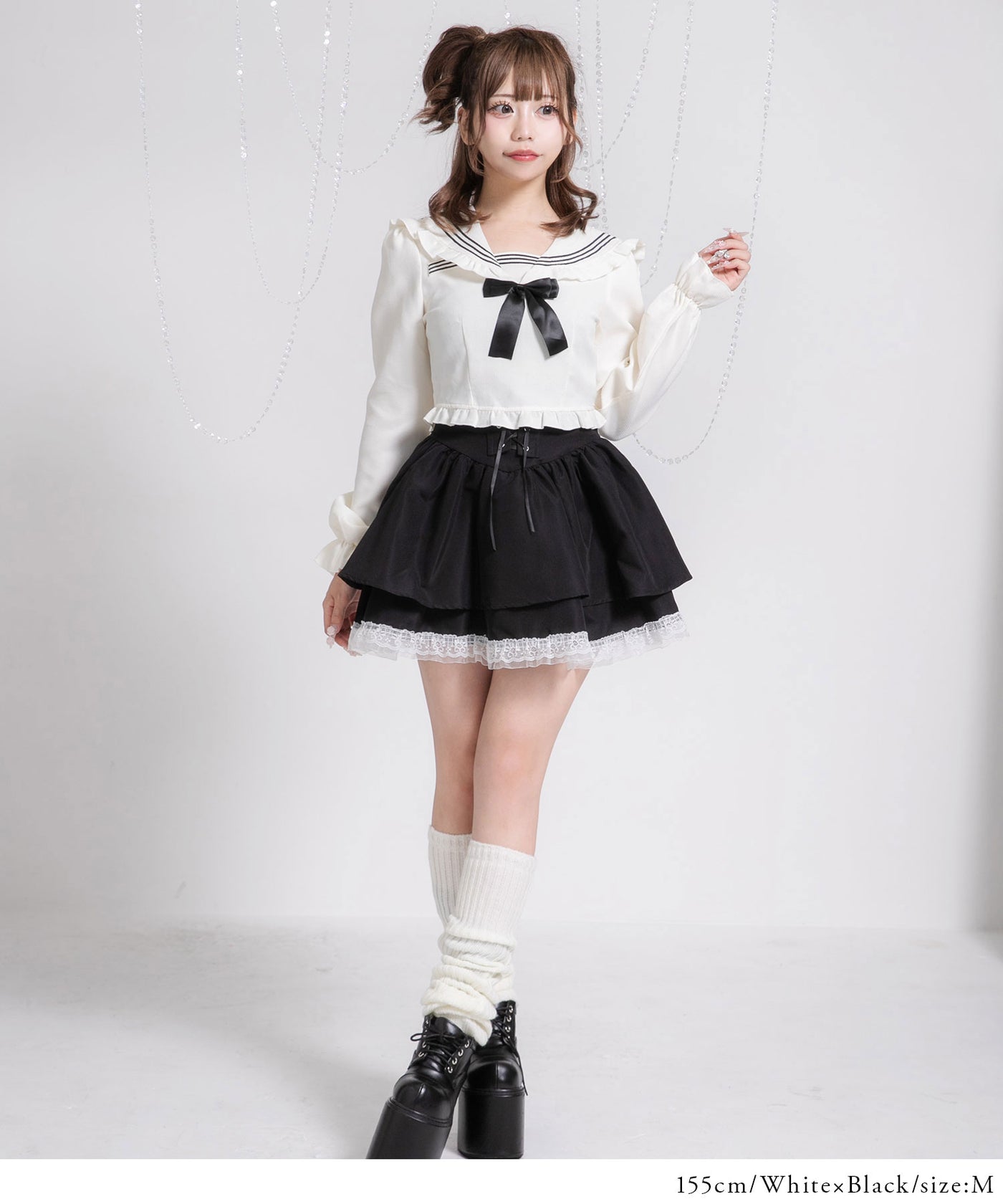 【 riziere 】 3点セット 90 セットアップ　セーラーカラーブラウス セーラーカラーブラウス学生服風セットアップ3点セット 韓国 夢