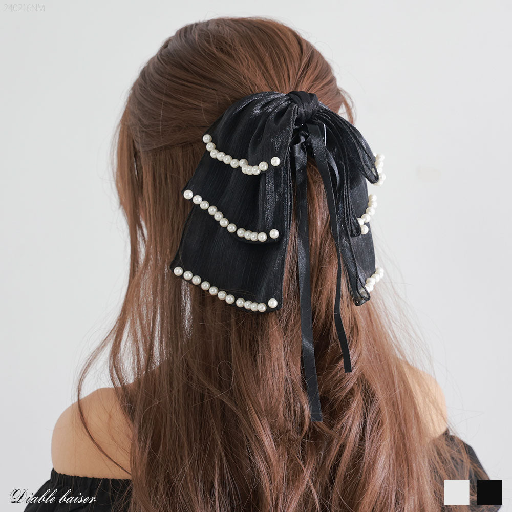 ティアードシフォンパールヘアクリップ – レディースファッション通販