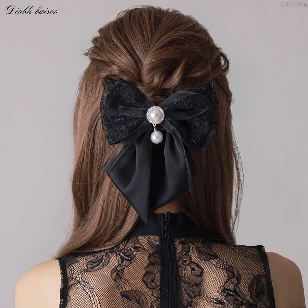 レースサテンフェミニンリボンバレッタ – レディースファッション通販