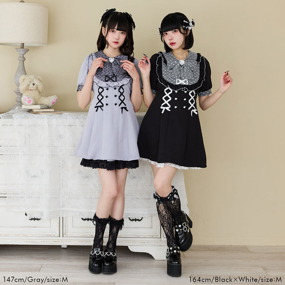 ハートドットヨークレースアップワンピース – レディースファッション