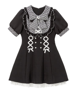 ハートドットヨークレースアップワンピース