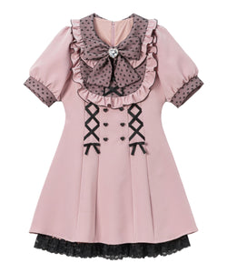 ハートドットヨークレースアップワンピース