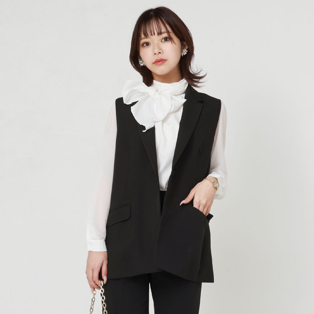 美品　Sov. ソブ　ボウタイブラウス　リボン　取外し可　ホワイト　36 Sov. / オリジナルカラーボウタイシャツブラウス TOPS Night
