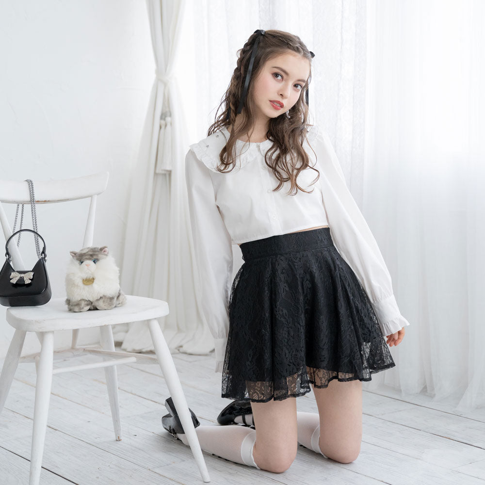 レースフレアミニスカート – レディースファッション通販の夢展望【公式】 S*ね様 MARS フレアミニスカート ブラックとホワイト レース