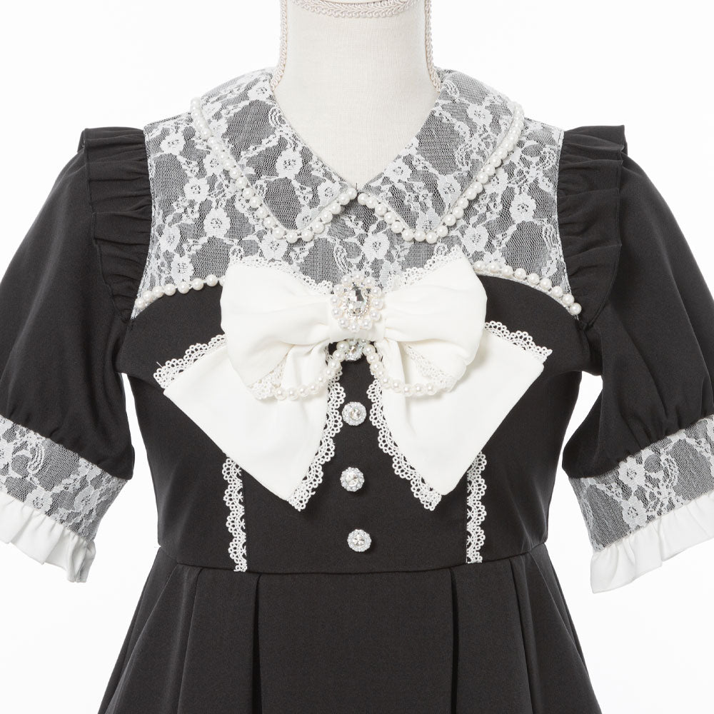 レース重ねパールリボンお嬢様ワンピース　ピンク　夢展望　大きいサイズ 楽天市場】【SALE】レース重ねパールリボンお嬢様ワンピース
