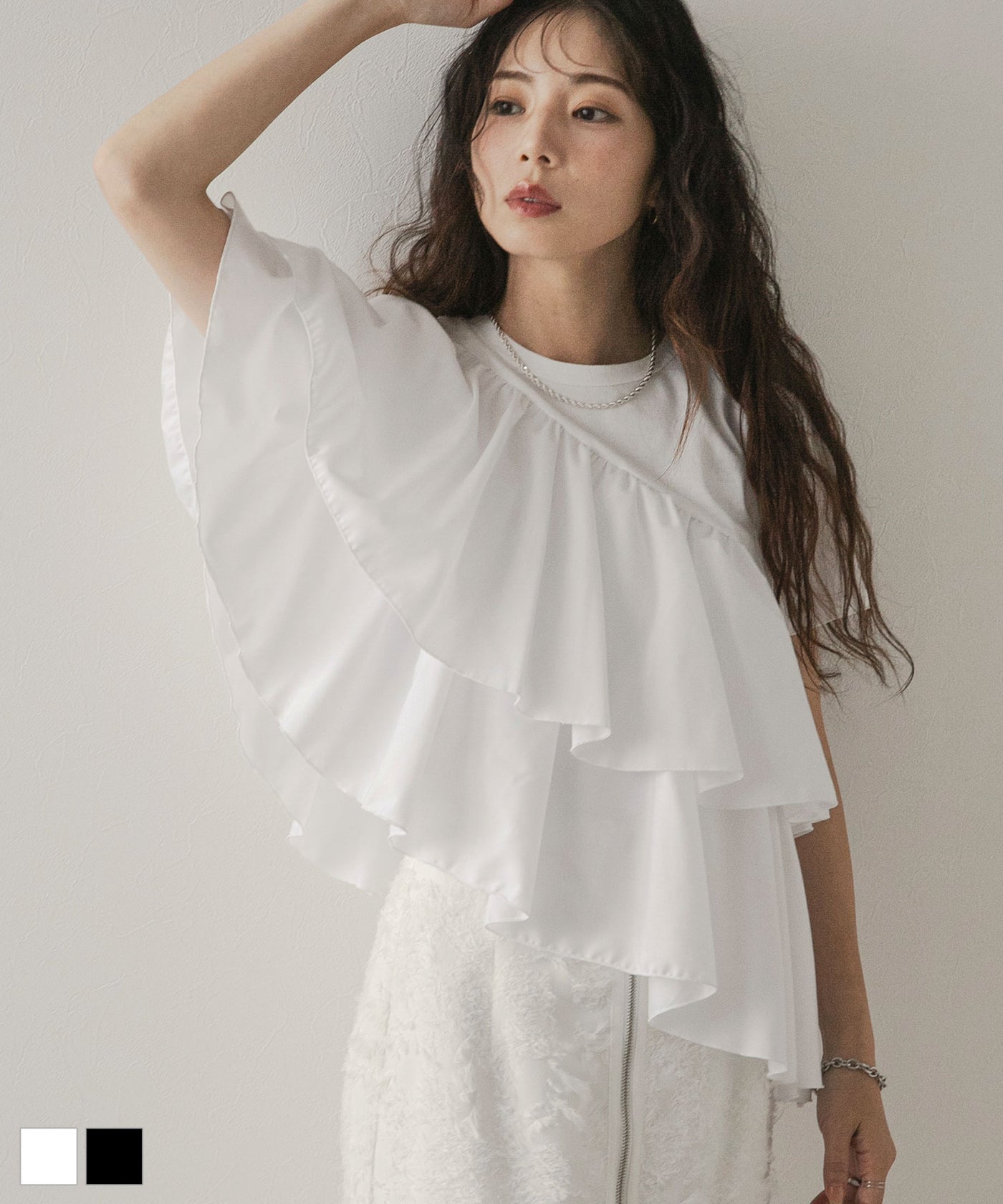 アシンメトリーフリルTシャツ – レディースファッション通販の夢展望