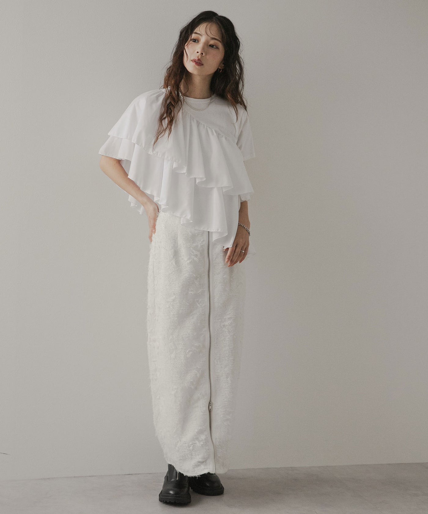 サカイ アシンメトリー ドッキング フリル Tシャツ アシンメトリーフリルドッキングTシャツ | ur's（ユアーズ）