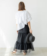 アシンメトリーフリルTシャツ