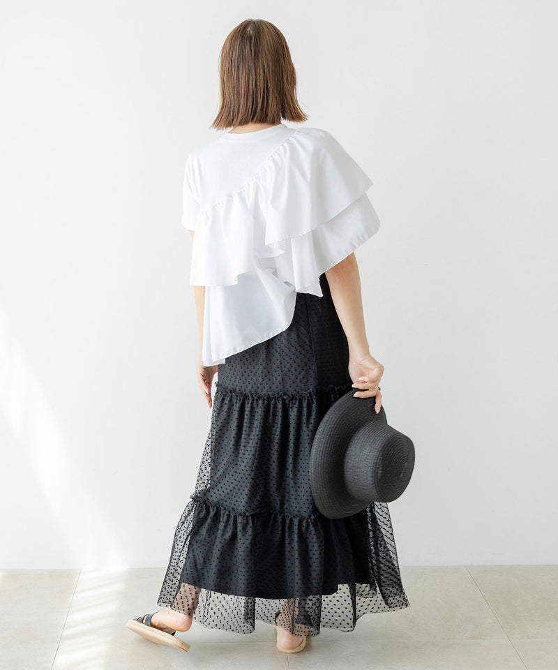 アシンメトリーフリルTシャツ