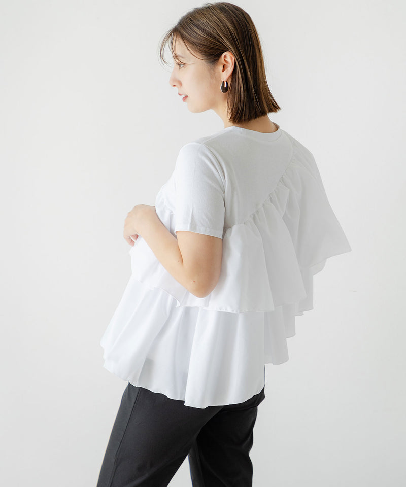 アシンメトリーフリルTシャツ