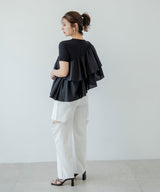 アシンメトリーフリルTシャツ