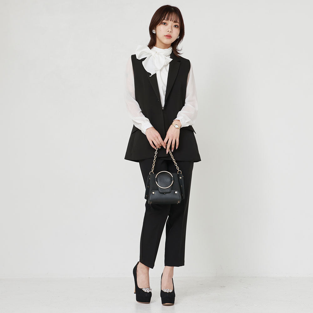 ベスト×クロップドパンツスーツセットアップ【標準サイズ】【M/L/LL