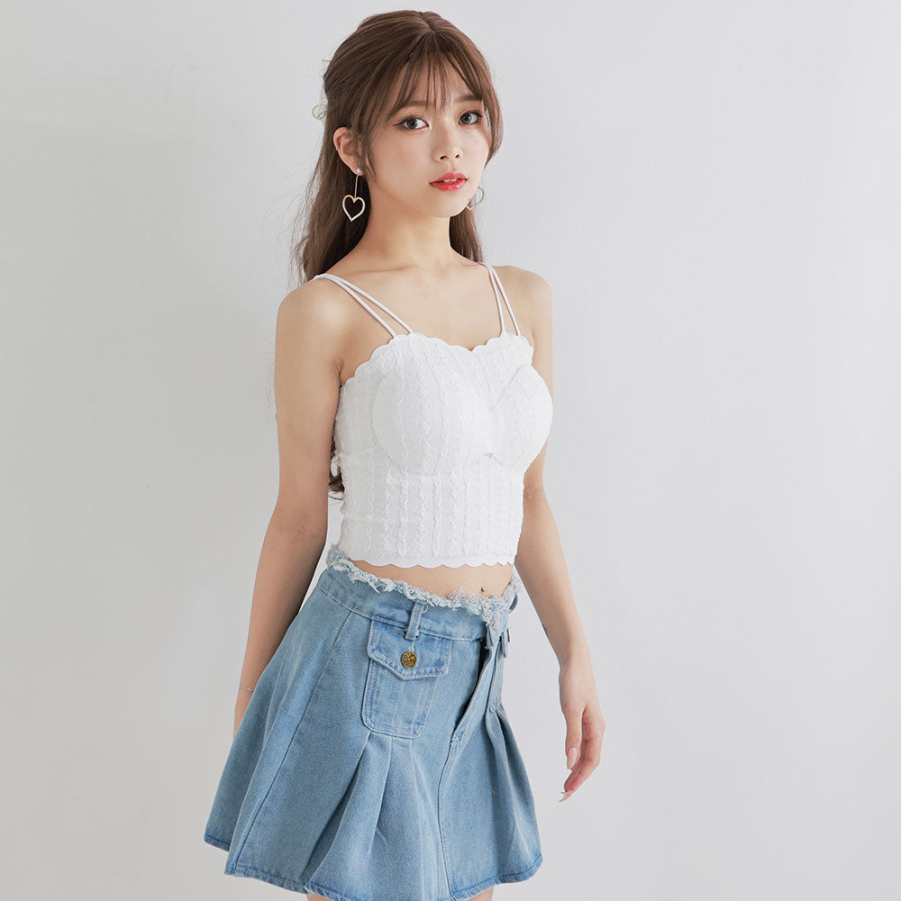 半袖デニムジャケット×フレアスカートセットアップ – レディース