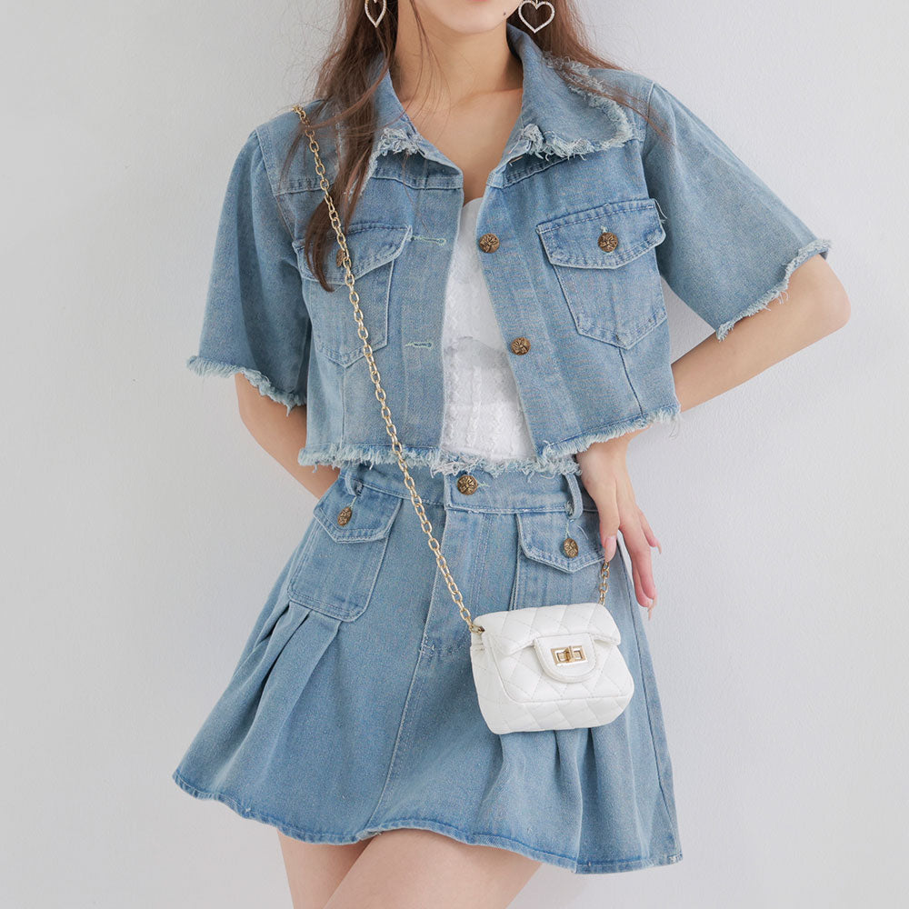 デニム セットアップ シャツ フレアスカート デニムシャツ＆フレアスカートセットアップ 黒 春/夏 ゆったり