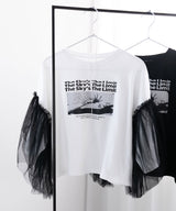 【GW限定】デザインプリントチュールスリーブTシャツ