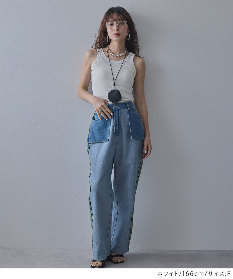 タンクトップ Ameri MEDI 2WAY DENIM LIKE OVER TANK TOP MEDI 2WAY DENIM LIKE OVER TANK TOP