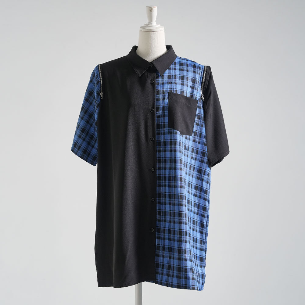 2way肩ジップドラゴン柄配色半袖シャツ – レディースファッション通販