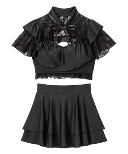 デコルテレースティアードスカート水着