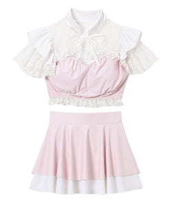 デコルテレースティアードスカート水着