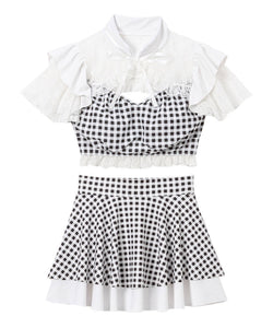 デコルテレースティアードスカート水着