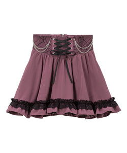 チェーンレースアップクモレースフリルスカート