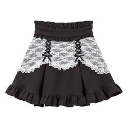 レースフリル切替フレアスカート