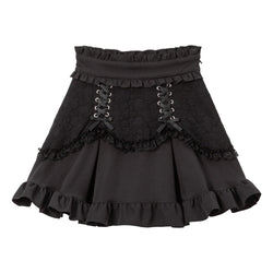 レースフリル切替フレアスカート