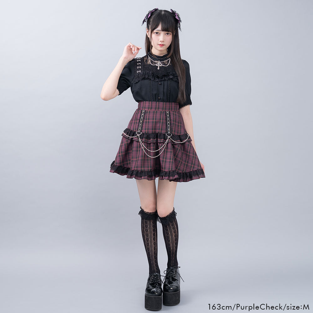 スタッズレースブレードチェーンスカート – レディースファッション