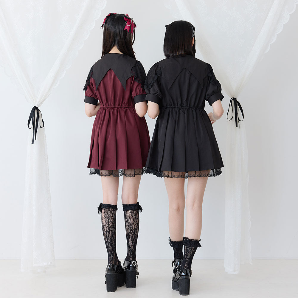 デビル襟クロスフリルワンピース – レディースファッション通販