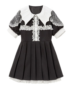 デビル襟クロスフリルワンピース