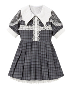 デビル襟クロスフリルワンピース