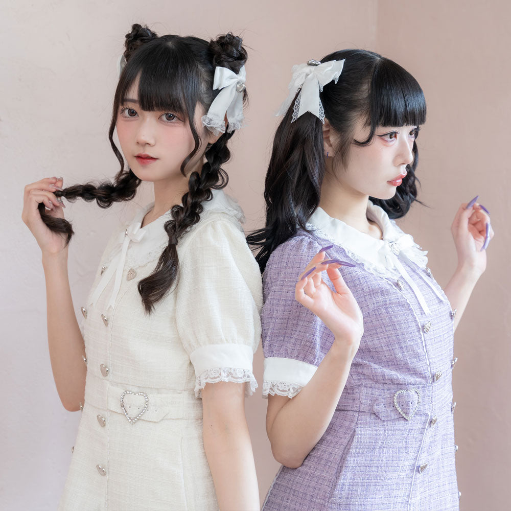 7/21 10:59まで限定価格】キラキラハートキルティングサマーツイード