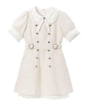 キラキラハートキルティングサマーツイードワンピース