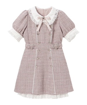 キラキラハートキルティングサマーツイードワンピース